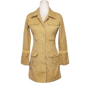 Tulle Womens Khaki Long Sleeve Trench Coat Size XSmall